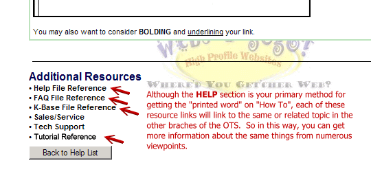 Additional Help Resources Links